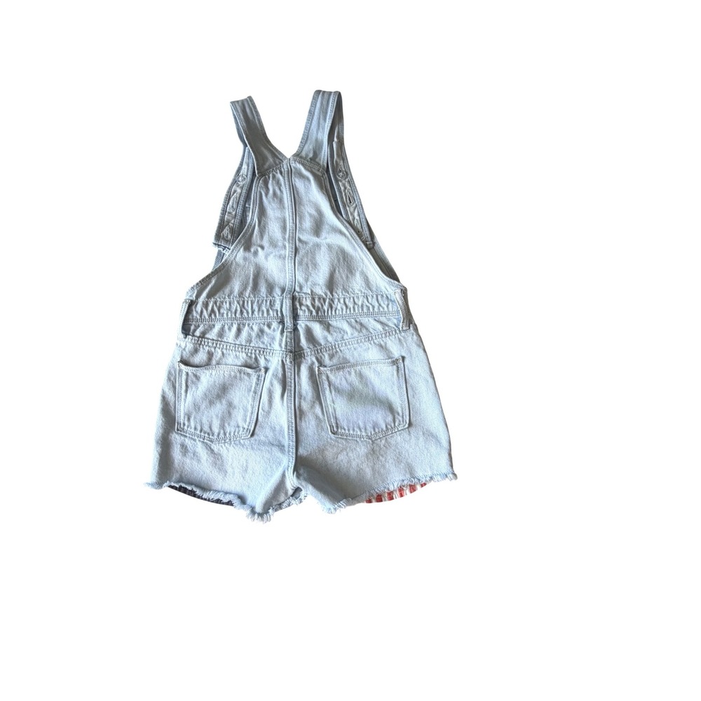 Old Navy Girls XL 14 Light Wash Distressed American Flag Denim Short Overalls - Picture 5 of 7